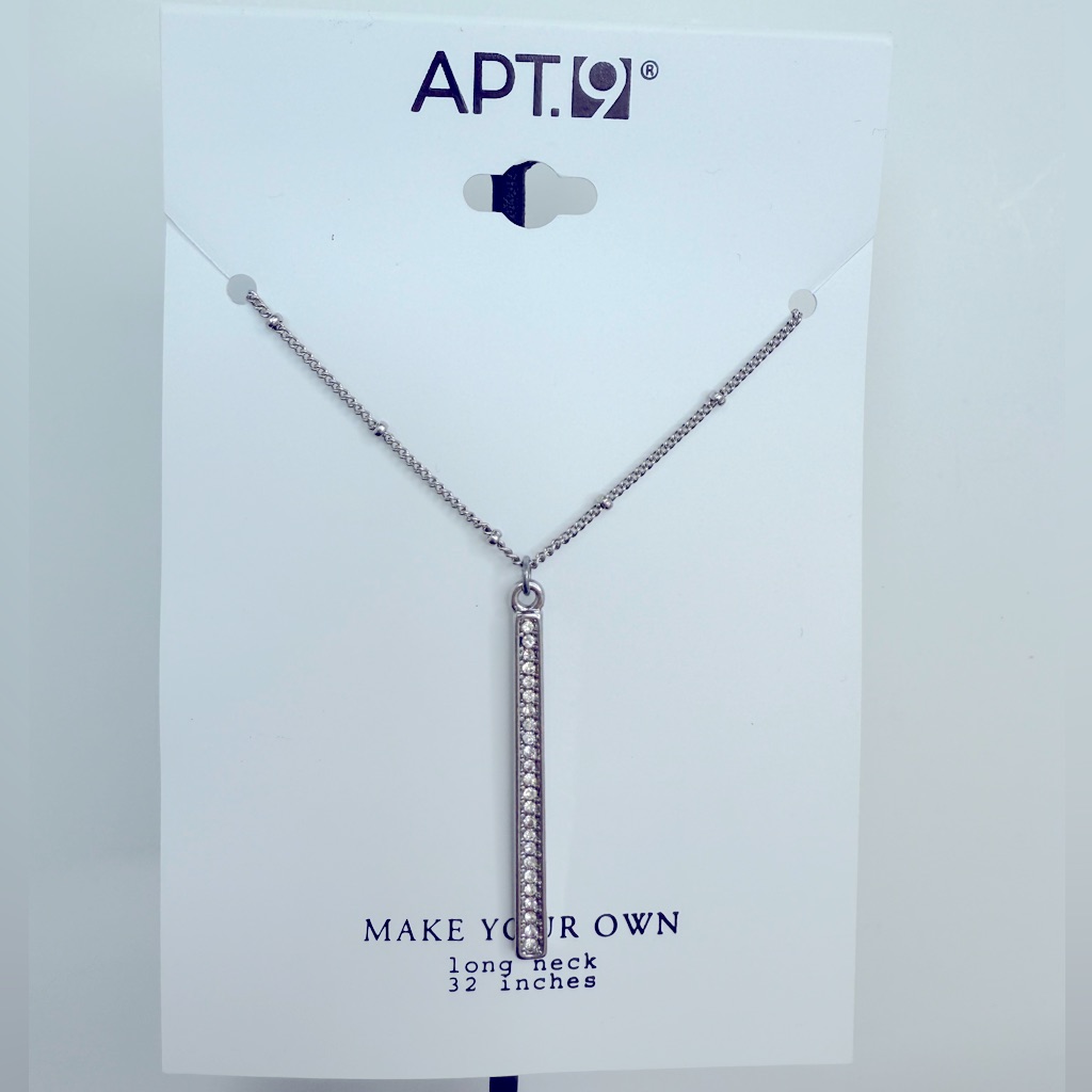 3 For $15 Apt 9 - Silver Tone Necklace With Rhinestone Pendant